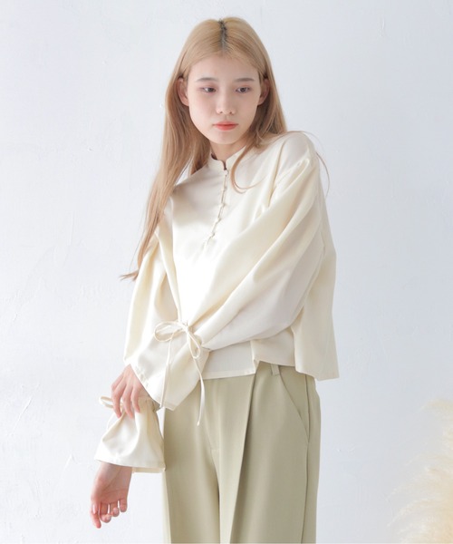 CLEIO（クレイオ）の「【CLEIO】袖リボンタックブラウス/SLEEVE TUCK BLOUSE/980-11616（シャツ/ブラウス・レディース・グレー/アイボリー/ベージュ・FREE）」の14枚目の写真