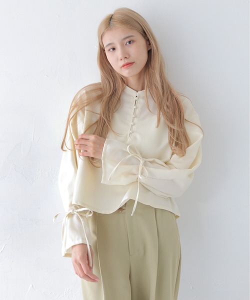 CLEIO（クレイオ）の「【CLEIO】袖リボンタックブラウス/SLEEVE TUCK BLOUSE/980-11616（シャツ/ブラウス・レディース・グレー/アイボリー/ベージュ・FREE）」の12枚目の写真