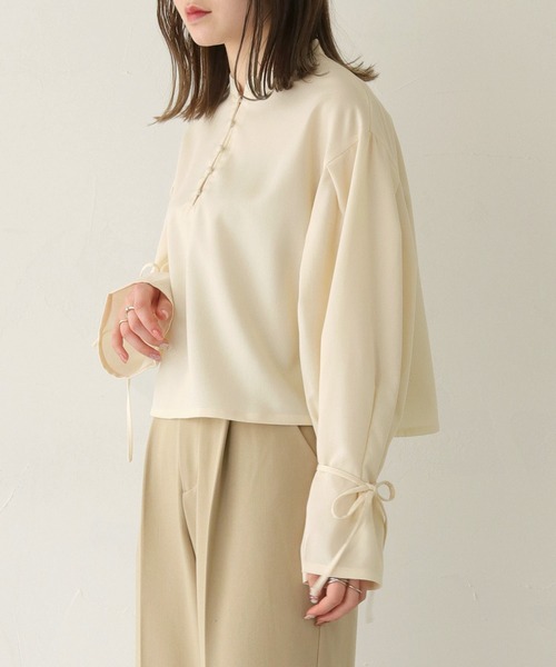 ブラウス シャツ 「CLEIO」袖リボンタックブラウス レディース CLEIO ブラウス シャツ 「CLEIO」袖リボンタックブラウス