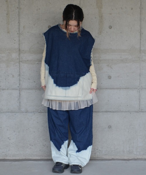 BIG FIELD(ビッグフィールド)の「デニムミリタリータックパンツ/おとな(デニムパンツ・レディース・ブルー・160cm)」の4枚目の写真