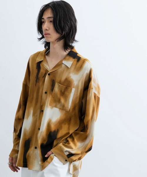 JUNRED（ジュンレッド）の「グラデーションプリントオープンカラーシャツ（シャツ/ブラウス・メンズ・ブラック/ベージュ・S/M/L）」の19枚目の写真