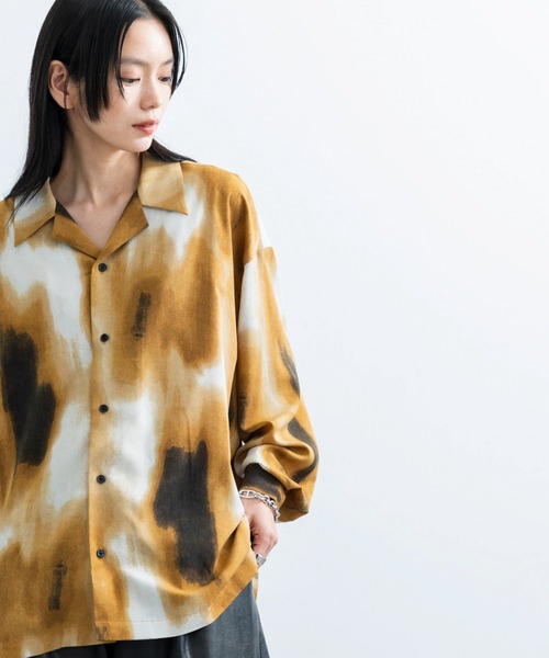 JUNRED（ジュンレッド）の「グラデーションプリントオープンカラーシャツ（シャツ/ブラウス・メンズ・ブラック/ベージュ・S/M/L）」の6枚目の写真