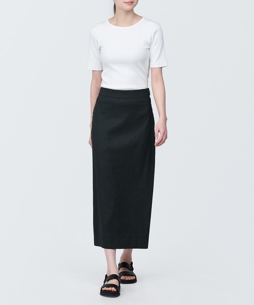 無印良品 ヘンプ混 ストレッチ ストレート スカート XL 黒 完売品 MUJI 新品】 無印良品 ヘンプ混ストレッチストレートスカート XL 黒
