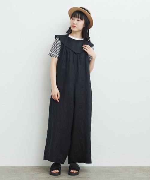 bulle de savon(ビュルデサボン)の「●60sフレンチリネン 三角衿tsunagi(つなぎ/オールインワン・レディース・ブラック/その他/レッド・FREE)」の20枚目の写真