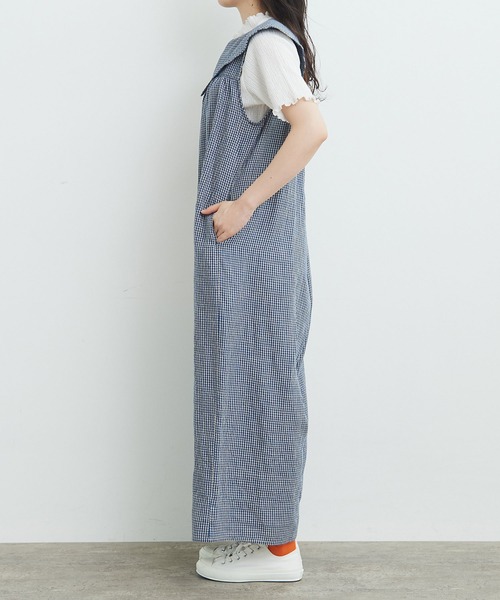 bulle de savon(ビュルデサボン)の「●60sフレンチリネン 三角衿tsunagi(つなぎ/オールインワン・レディース・ブラック/その他/レッド・FREE)」の9枚目の写真