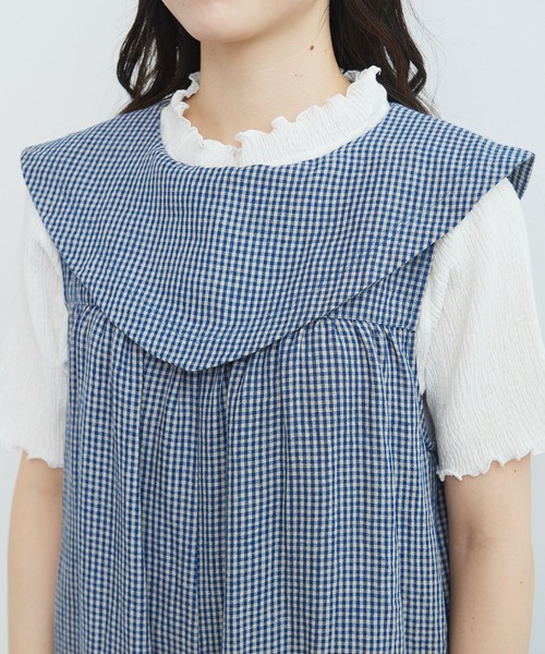 bulle de savon(ビュルデサボン)の「●60sフレンチリネン 三角衿tsunagi(つなぎ/オールインワン・レディース・ブラック/その他/レッド・FREE)」の12枚目の写真