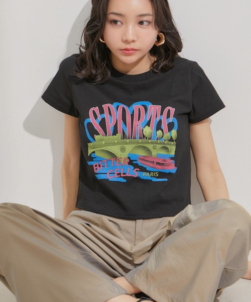 BITTER CELLS（ビターセルズ）の「【BITTER CELLS別注】PARIS SPORTSプリントTシャツ（Tシャツ/カットソー・レディース・ブラック/ブラック系その他/ホワイト系その他/ホワイト・FREE）」の7枚目の写真