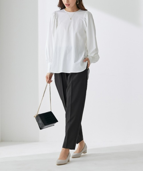 Tuche(トゥシェ)の「Tuche/トゥシェ トップス シルケットコットン プルオーバー(シャツ/ブラウス・レディース・ホワイト/ブラック・MEDIUM/LARGE)」の5枚目の写真