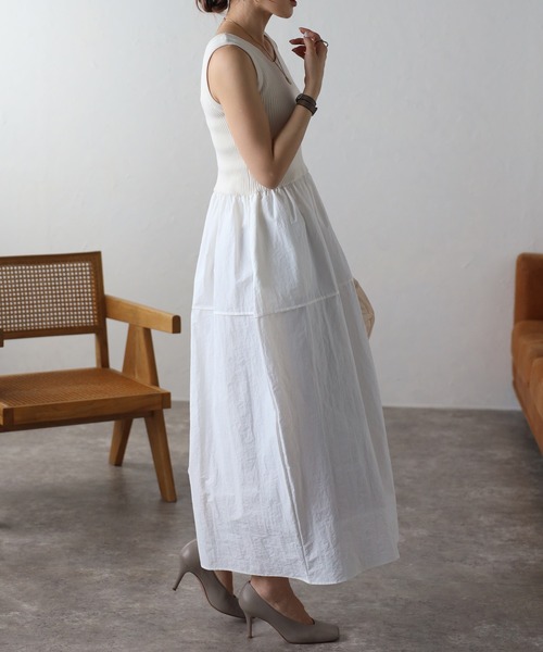 Bonjour Sagan（ボンジュールサガン）の「ニットコンビコクーンワンピース（ワンピース・レディース・アイボリー/ライトグレー/ネイビー・FREE）」の5枚目の写真