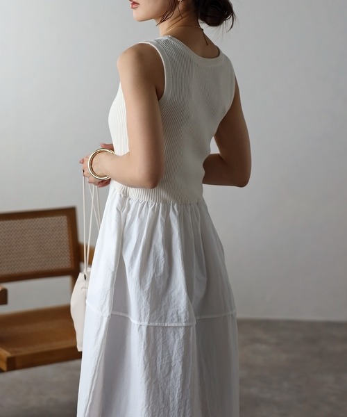 Bonjour Sagan（ボンジュールサガン）の「ニットコンビコクーンワンピース（ワンピース・レディース・アイボリー/ライトグレー/ネイビー・FREE）」の8枚目の写真