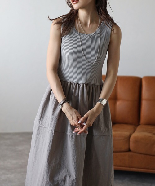 Bonjour Sagan（ボンジュールサガン）の「ニットコンビコクーンワンピース（ワンピース・レディース・アイボリー/ライトグレー/ネイビー・FREE）」の11枚目の写真