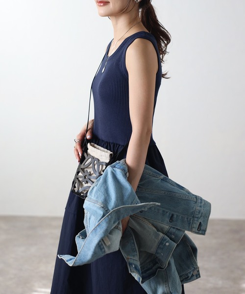 Bonjour Sagan（ボンジュールサガン）の「ニットコンビコクーンワンピース（ワンピース・レディース・アイボリー/ライトグレー/ネイビー・FREE）」の18枚目の写真