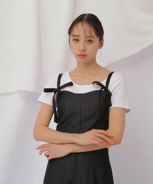 JILL by JILL STUART(ジルバイジルスチュアート)の「◇トロピカルビスチェ(キャミソール・レディース・ダークグレー/ブラック・FREE)」の5枚目の写真