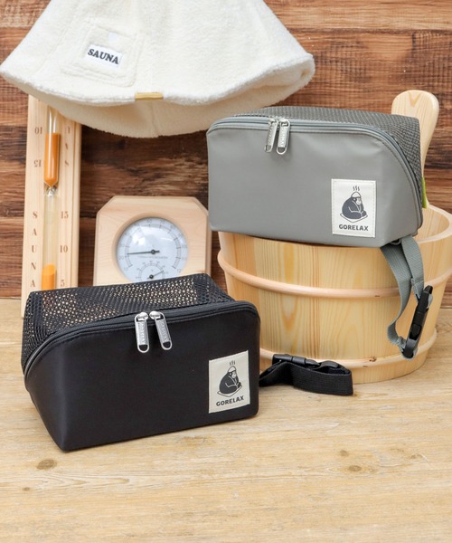 ごリラックス（ゴリラックス）の「メッシュポーチ サ活BOX（ポーチ・メンズ・グレー/ブラック・FREE）」の5枚目の写真