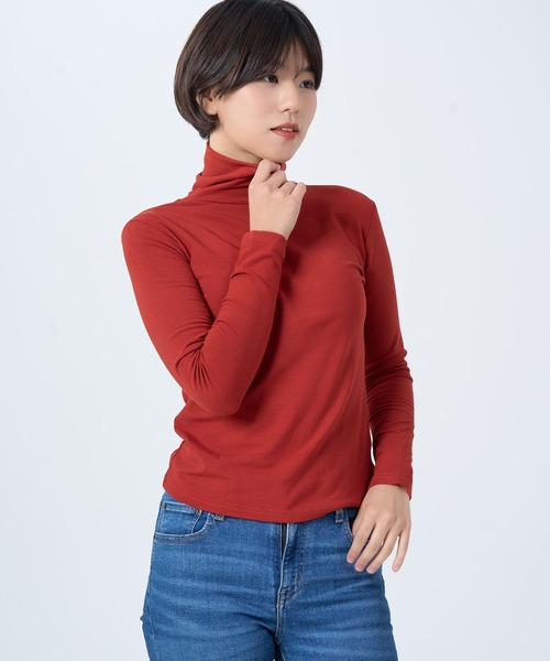 ROCOCO(ロココ)の「ソフトタッチタートルカットソー(Tシャツ/カットソー・レディース・クリーム/ブラック/ベージュ/オレンジ・M~L)」の4枚目の写真