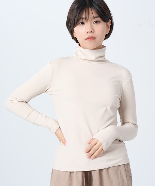 ROCOCO(ロココ)の「ソフトタッチタートルカットソー(Tシャツ/カットソー・レディース・クリーム/ブラック/ベージュ/オレンジ・M~L)」の3枚目の写真