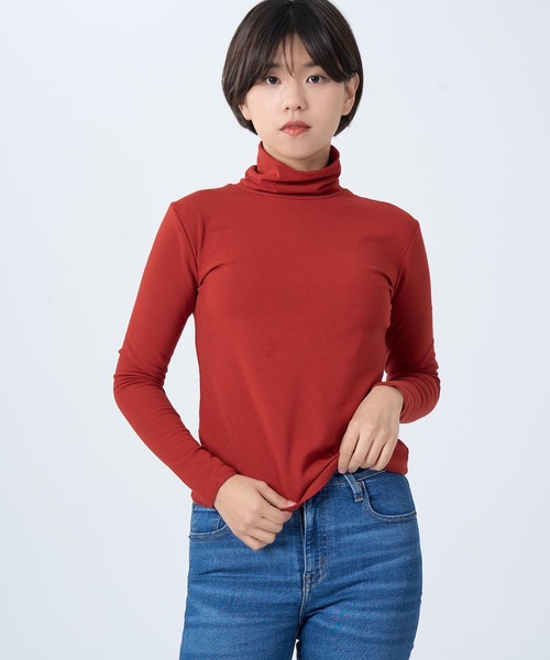 ROCOCO(ロココ)の「ソフトタッチタートルカットソー(Tシャツ/カットソー・レディース・クリーム/ブラック/ベージュ/オレンジ・M~L)」の12枚目の写真