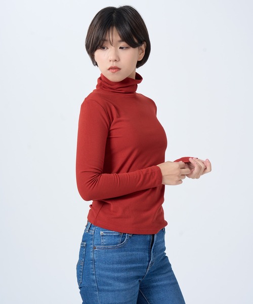 ROCOCO(ロココ)の「ソフトタッチタートルカットソー(Tシャツ/カットソー・レディース・クリーム/ブラック/ベージュ/オレンジ・M~L)」の5枚目の写真