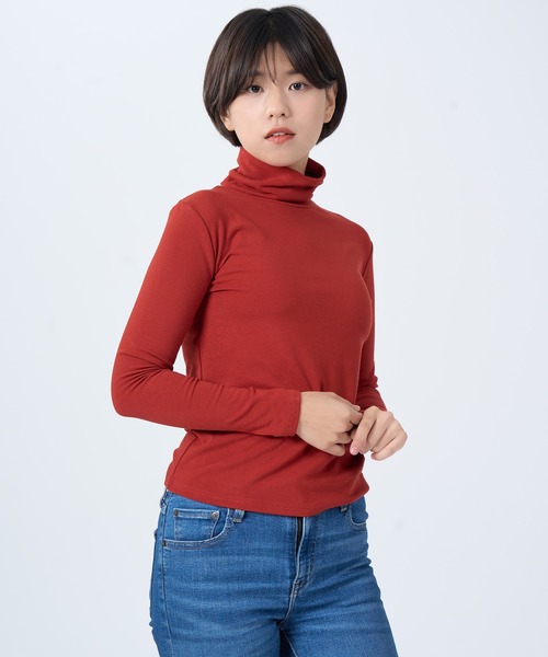 ROCOCO(ロココ)の「ソフトタッチタートルカットソー(Tシャツ/カットソー・レディース・クリーム/ブラック/ベージュ/オレンジ・M~L)」の8枚目の写真