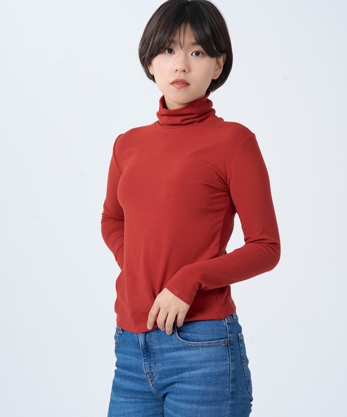 ROCOCO(ロココ)の「ソフトタッチタートルカットソー(Tシャツ/カットソー・レディース・クリーム/ブラック/ベージュ/オレンジ・M~L)」の9枚目の写真