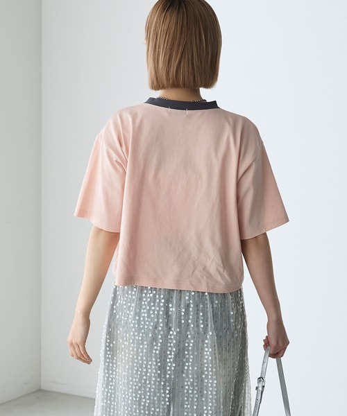 forksy.(フォルクシー)の「【forksy.】ローズデザインリンガークロップドTシャツ(Tシャツ/カットソー・レディース・アイボリー/コーラル/スミクロ・FREE)」の16枚目の写真