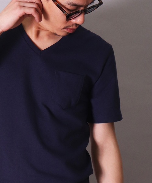 theory黒 ゆるVネック 半袖 Tシャツ 胸ポケット付き セール】(BB)【ユニセックス】胸ポケット Vネック Tシャツ（T
