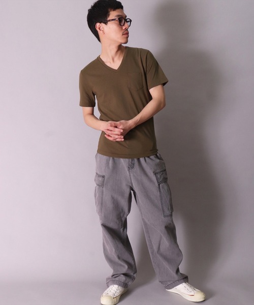 theory黒 ゆるVネック 半袖 Tシャツ 胸ポケット付き セール】(BB)【ユニセックス】胸ポケット Vネック Tシャツ（T