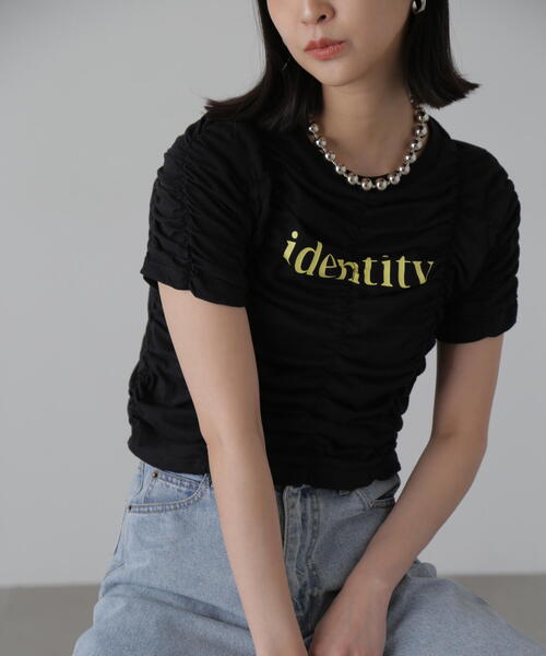 FREE'S MART（フリーズマート）の「◆シャーリングロゴプリントコンパクトＴシャツ（Tシャツ/カットソー・レディース・ブラック/ホワイト/イエロー・FREE）」の5枚目の写真