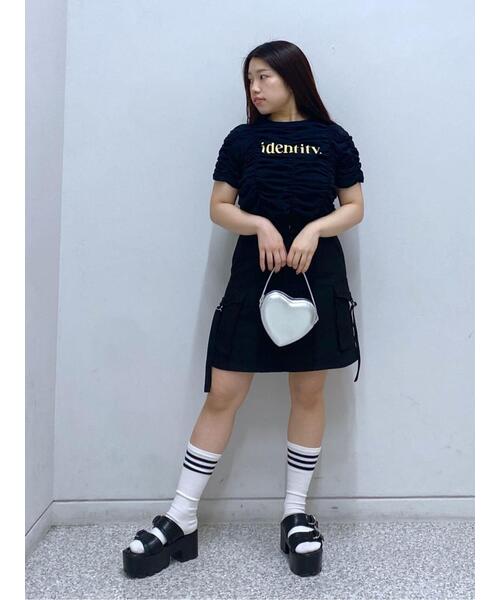 FREE'S MART（フリーズマート）の「◆シャーリングロゴプリントコンパクトＴシャツ（Tシャツ/カットソー・レディース・ブラック/ホワイト/イエロー・FREE）」の7枚目の写真