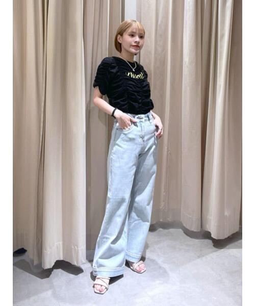 FREE'S MART（フリーズマート）の「◆シャーリングロゴプリントコンパクトＴシャツ（Tシャツ/カットソー・レディース・ブラック/ホワイト/イエロー・FREE）」の8枚目の写真