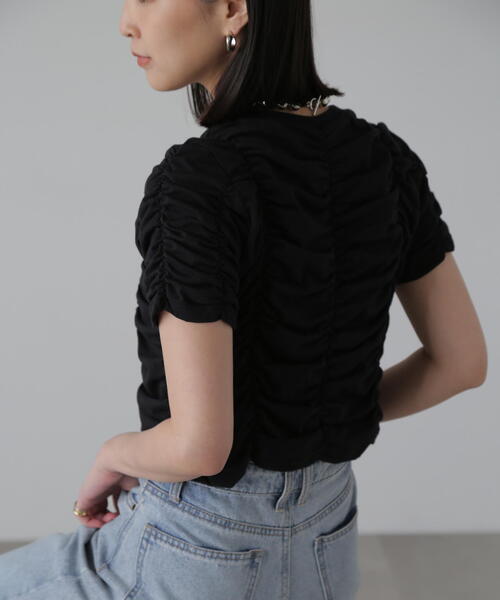 FREE'S MART（フリーズマート）の「◆シャーリングロゴプリントコンパクトＴシャツ（Tシャツ/カットソー・レディース・ブラック/ホワイト/イエロー・FREE）」の9枚目の写真