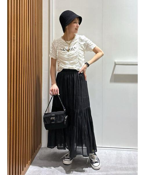 FREE'S MART（フリーズマート）の「◆シャーリングロゴプリントコンパクトＴシャツ（Tシャツ/カットソー・レディース・ブラック/ホワイト/イエロー・FREE）」の21枚目の写真