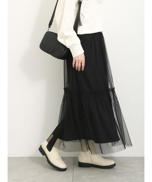 Samansa Mos2 blue（サマンサモスモスブルー）の「◎チュールスカート（スカート・レディース・キナリ/ブラック/グレー・F）」の2枚目の写真