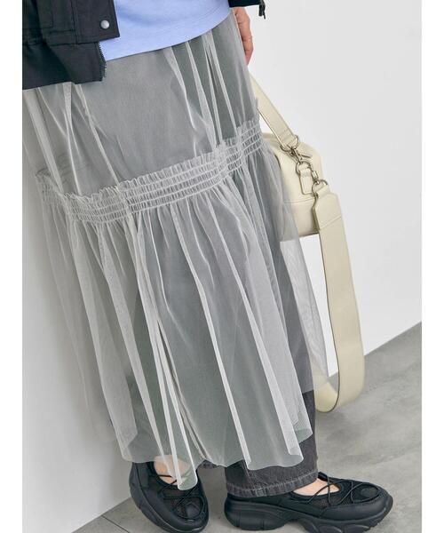 Samansa Mos2 blue（サマンサモスモスブルー）の「◎チュールスカート（スカート・レディース・キナリ/ブラック/グレー・F）」の7枚目の写真