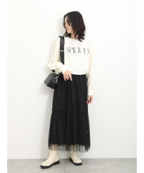 Samansa Mos2 blue（サマンサモスモスブルー）の「◎チュールスカート（スカート・レディース・キナリ/ブラック/グレー・F）」の10枚目の写真