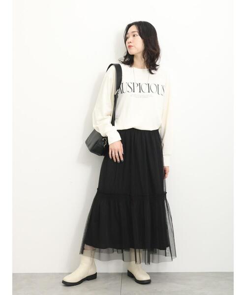 Samansa Mos2 blue（サマンサモスモスブルー）の「◎チュールスカート（スカート・レディース・キナリ/ブラック/グレー・F）」の11枚目の写真