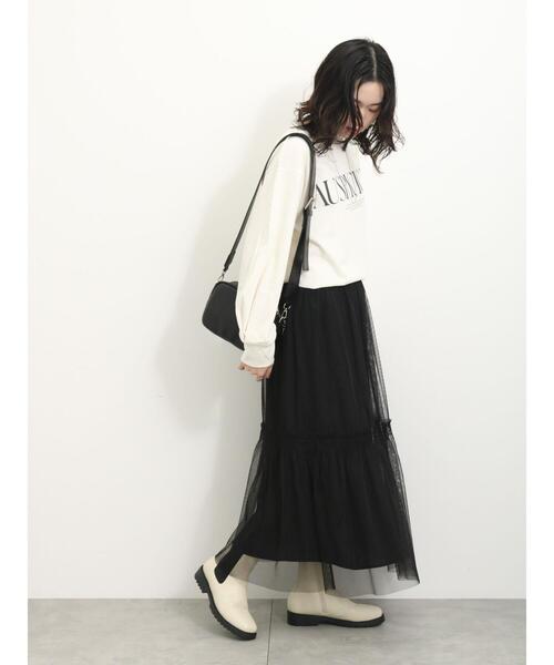Samansa Mos2 blue（サマンサモスモスブルー）の「◎チュールスカート（スカート・レディース・キナリ/ブラック/グレー・F）」の13枚目の写真
