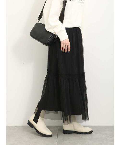 Samansa Mos2 blue（サマンサモスモスブルー）の「◎チュールスカート（スカート・レディース・キナリ/ブラック/グレー・F）」の14枚目の写真