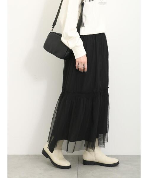 Samansa Mos2 blue（サマンサモスモスブルー）の「◎チュールスカート（スカート・レディース・キナリ/ブラック/グレー・F）」の15枚目の写真