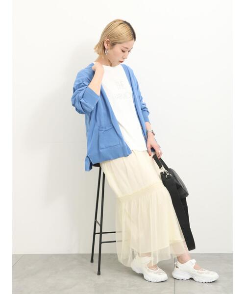 Samansa Mos2 blue（サマンサモスモスブルー）の「◎チュールスカート（スカート・レディース・キナリ/ブラック/グレー・F）」の19枚目の写真