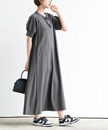 タックスリーブカットマキシワンピース
