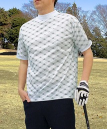 TopIsm（トップイズム）の「ゴルフウェア 総柄 ドライメッシュ モックネックシャツ 半袖 ポロシャツ メンズ（ゴルフグッズ）」