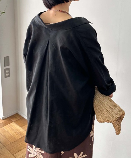 Doux archives（ドゥアルシーヴ）の「コットンリネンシャツ（シャツ/ブラウス・レディース・ブラック/オフホワイト/レモンイエロー/ピンク・FREE）」の9枚目の写真