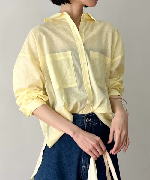 Doux archives（ドゥアルシーヴ）の「コットンリネンシャツ（シャツ/ブラウス・レディース・ブラック/オフホワイト/レモンイエロー/ピンク・FREE）」の18枚目の写真