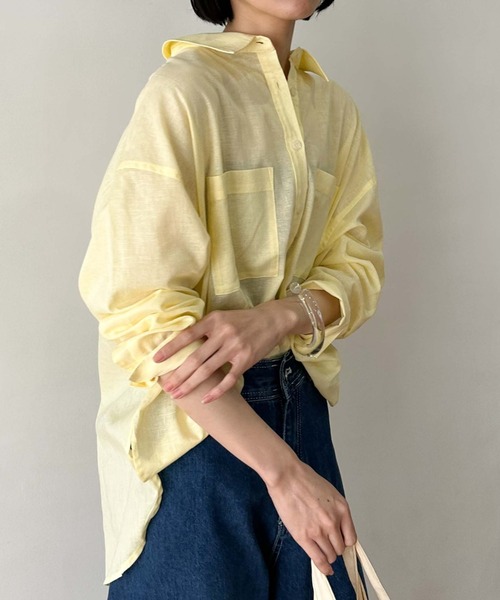 Doux archives（ドゥアルシーヴ）の「コットンリネンシャツ（シャツ/ブラウス・レディース・ブラック/オフホワイト/レモンイエロー/ピンク・FREE）」の14枚目の写真