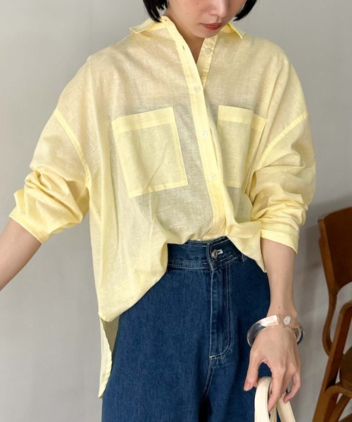 Doux archives（ドゥアルシーヴ）の「コットンリネンシャツ（シャツ/ブラウス・レディース・ブラック/オフホワイト/レモンイエロー/ピンク・FREE）」の15枚目の写真