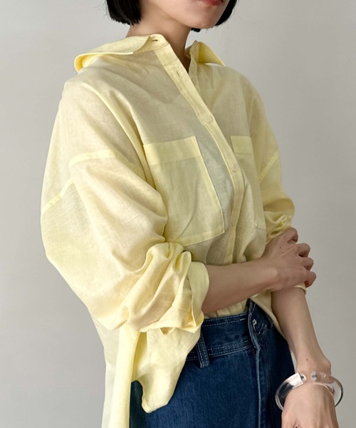 Doux archives（ドゥアルシーヴ）の「コットンリネンシャツ（シャツ/ブラウス・レディース・ブラック/オフホワイト/レモンイエロー/ピンク・FREE）」の19枚目の写真