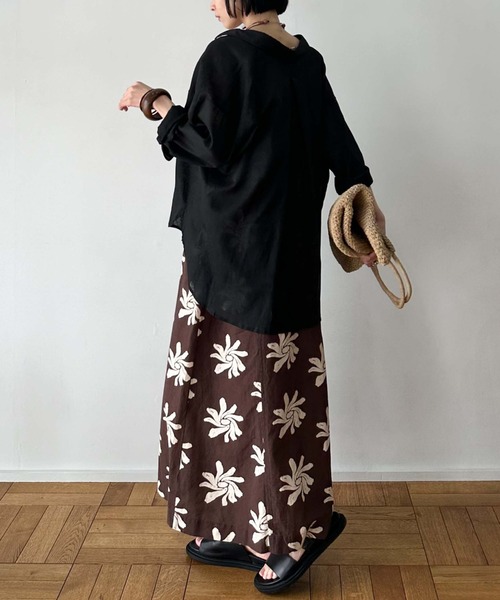 Doux archives（ドゥアルシーヴ）の「コットンリネンシャツ（シャツ/ブラウス・レディース・ブラック/オフホワイト/レモンイエロー/ピンク・FREE）」の13枚目の写真