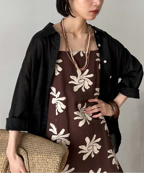 Doux archives（ドゥアルシーヴ）の「コットンリネンシャツ（シャツ/ブラウス・レディース・ブラック/オフホワイト/レモンイエロー/ピンク・FREE）」の6枚目の写真