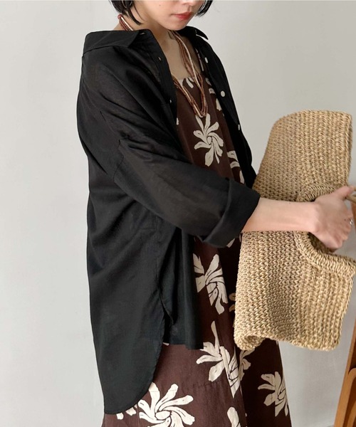 Doux archives（ドゥアルシーヴ）の「コットンリネンシャツ（シャツ/ブラウス・レディース・ブラック/オフホワイト/レモンイエロー/ピンク・FREE）」の7枚目の写真